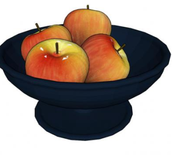 果盘和四个苹果SU模型下载_sketchup草图大师SKP模型
