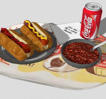 热狗可乐食品SU模型下载_sketchup草图大师SKP模型