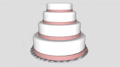四层奶油蛋糕SU模型下载_sketchup草图大师SKP模型