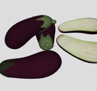 完整和切半的紫色茄子SU模型下载_sketchup草图大师SKP模型