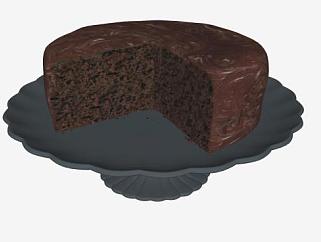 <em>盘</em>上的巧克力蛋糕SU模型下载_sketchup草图大师SKP模型