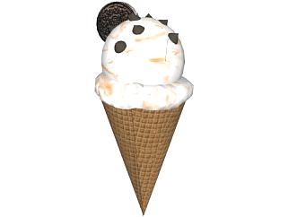 奥利奥饼干冰淇淋甜筒SU模型下载_sketchup草图大师SKP模型
