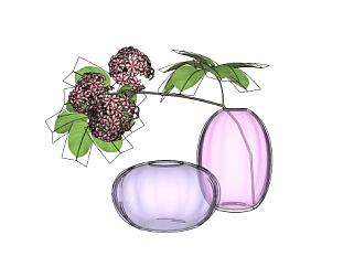 玻璃花瓶观赏花卉SU模型下载_sketchup草图大师SKP模型