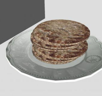 盘子上的汉堡肉片SU模型下载_sketchup草图大师SKP模型