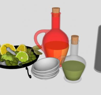 水果和酒水SU模型下载_sketchup草图大师SKP模型