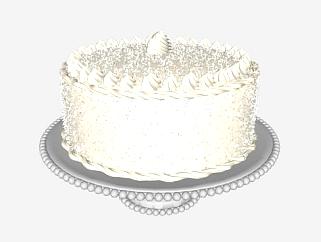 装饰盘上的奶油蛋糕SU模型下载_sketchup草图大师SKP模型