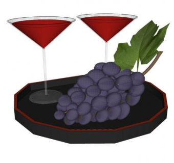 盘子上的葡萄和酒杯酒水SU模型下载_sketchup草图大师SKP模型