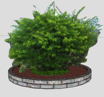 围砖的矮树木SU模型下载_sketchup草图大师SKP模型