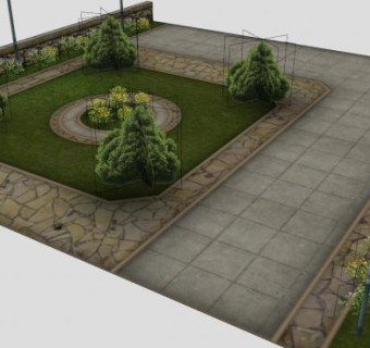 城市公园草地灌木SU模型下载_sketchup草图大师SKP模型