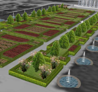 布鲁塞尔的花园喷泉SU模型下载_sketchup草图大师SKP模型
