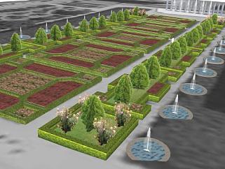 布鲁塞尔的花园喷泉SU模型下载_sketchup草图大师SKP模型