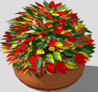 多色树叶灌木盆栽SU模型下载_sketchup草图大师SKP模型