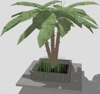 户外围砌木本植物SU模型下载_sketchup草图大师SKP模型