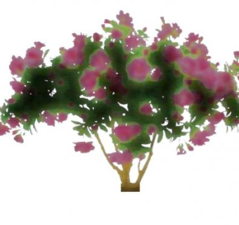 粉红色花树木水彩SU模型下载_sketchup草图大师SKP模型