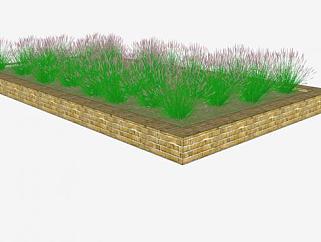 院子砖砌植物种植SU模型下载_sketchup草图大师SKP模型