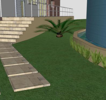 庭院草地植物属景观SU模型下载_sketchup草图大师SKP模型