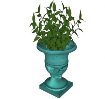 植物绿花瓶盆景SU模型下载_sketchup草图大师SKP模型