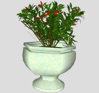 花钵盆景木本植物SU模型下载_sketchup草图大师SKP模型