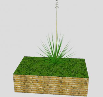 砖砌植物观景盆栽SU模型下载_sketchup草图大师SKP模型