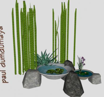 石景景观植物盆栽SU模型下载_sketchup草图大师SKP模型