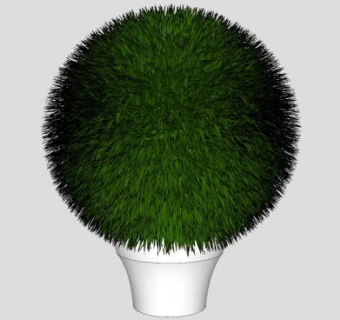 圆形灌木盆栽SU模型下载_sketchup草图大师SKP模型