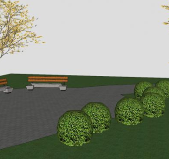 公园街道草坪灌木SU模型下载_sketchup草图大师SKP模型
