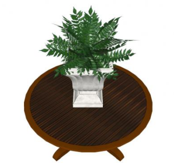 木桌上的盆栽植物SU模型下载_sketchup草图大师SKP模型