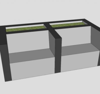 户外长椅盆栽种植SU模型下载_sketchup草图大师SKP模型