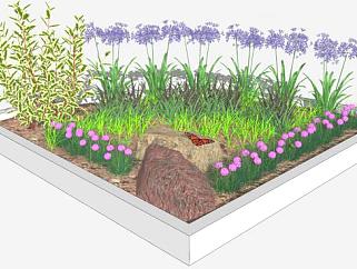 花园围砌灌木植物SU模型下载_sketchup草图大师SKP模型