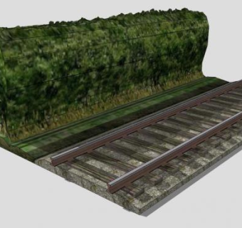 铁轨旁的树篱SU模型下载_sketchup草图大师SKP模型