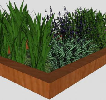 花园的多株观赏植物SU模型下载_sketchup草图大师SKP模型