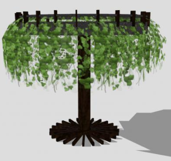 垂直植物装饰桌子SU模型下载_sketchup草图大师SKP模型