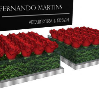 红玫瑰花卉装饰SU模型下载_sketchup草图大师SKP模型