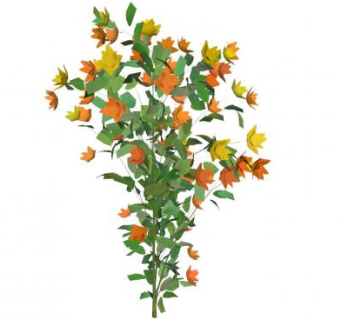 橙色花卉开花灌木SU模型下载_sketchup草图大师SKP模型