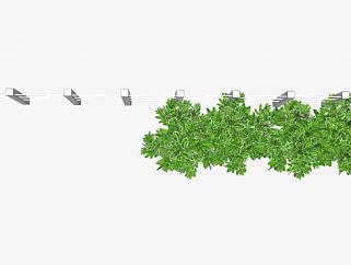 街道护栏灌木植物SU模型下载_sketchup草图大师SKP模型