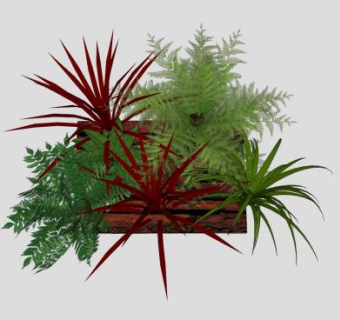 木板墙饰植物种植SU模型下载_sketchup草图大师SKP模型