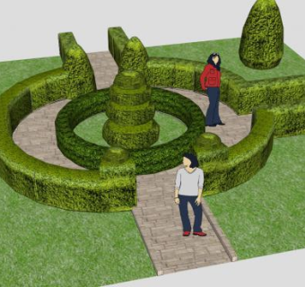 花园树篱组合景观设计SU模型下载_sketchup草图大师SKP模型