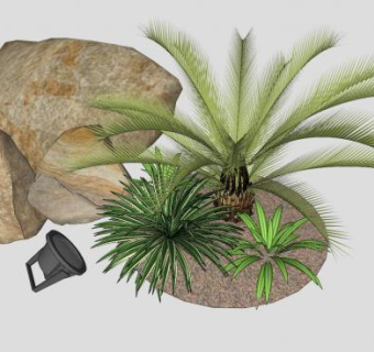 花园巨石和观赏植物SU模型下载_sketchup草图大师SKP模型