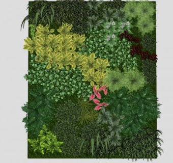 蕨类植被垂直花园墙SU模型下载_sketchup草图大师SKP模型