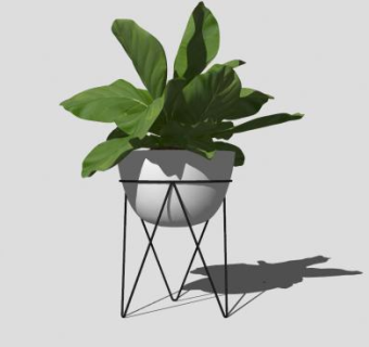 金属架盆栽植物SU模型下载_sketchup草图大师SKP模型