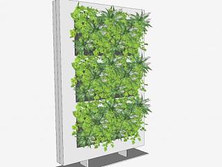 绿色植物的艺术墙SU模型下载_sketchup草图大师SKP模型