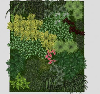 绿叶观赏植物垂直花园SU模型下载_sketchup草图大师SKP模型