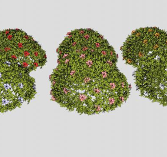 多颜色花卉灌木丛SU模型下载_sketchup草图大师SKP模型