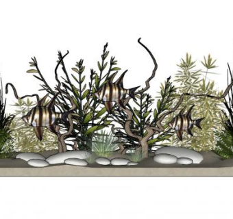 垂直花园地被多肉植物SU模型下载_sketchup草图大师SKP模型