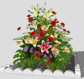 花园什锦花卉植物SU模型下载_sketchup草图大师SKP模型