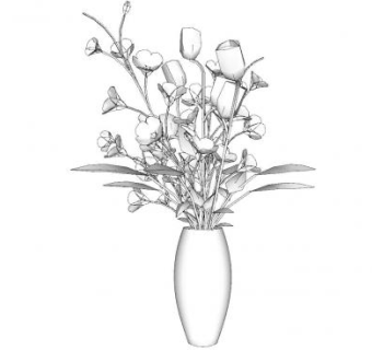 花卉花瓶SU模型下载_sketchup草图大师SKP模型