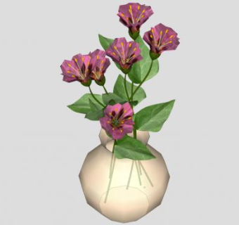 花瓶和插花花卉SU模型下载_sketchup草图大师SKP模型