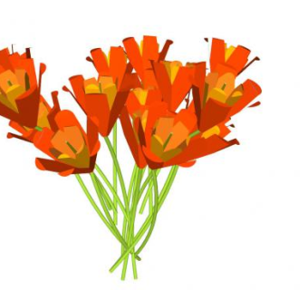 橙色花枝花卉SU模型下载_sketchup草图大师SKP模型
