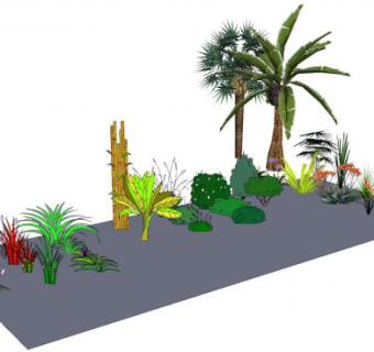 草本灌木乔木植物组SU模型下载_sketchup草图大师SKP模型