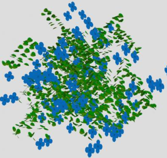 蓝色花卉绿叶植物SU模型下载_sketchup草图大师SKP模型